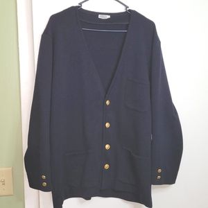 Maus & Hoffman 100% Wool Navy Blue Cardigan Size LG Made in 🇺🇸.